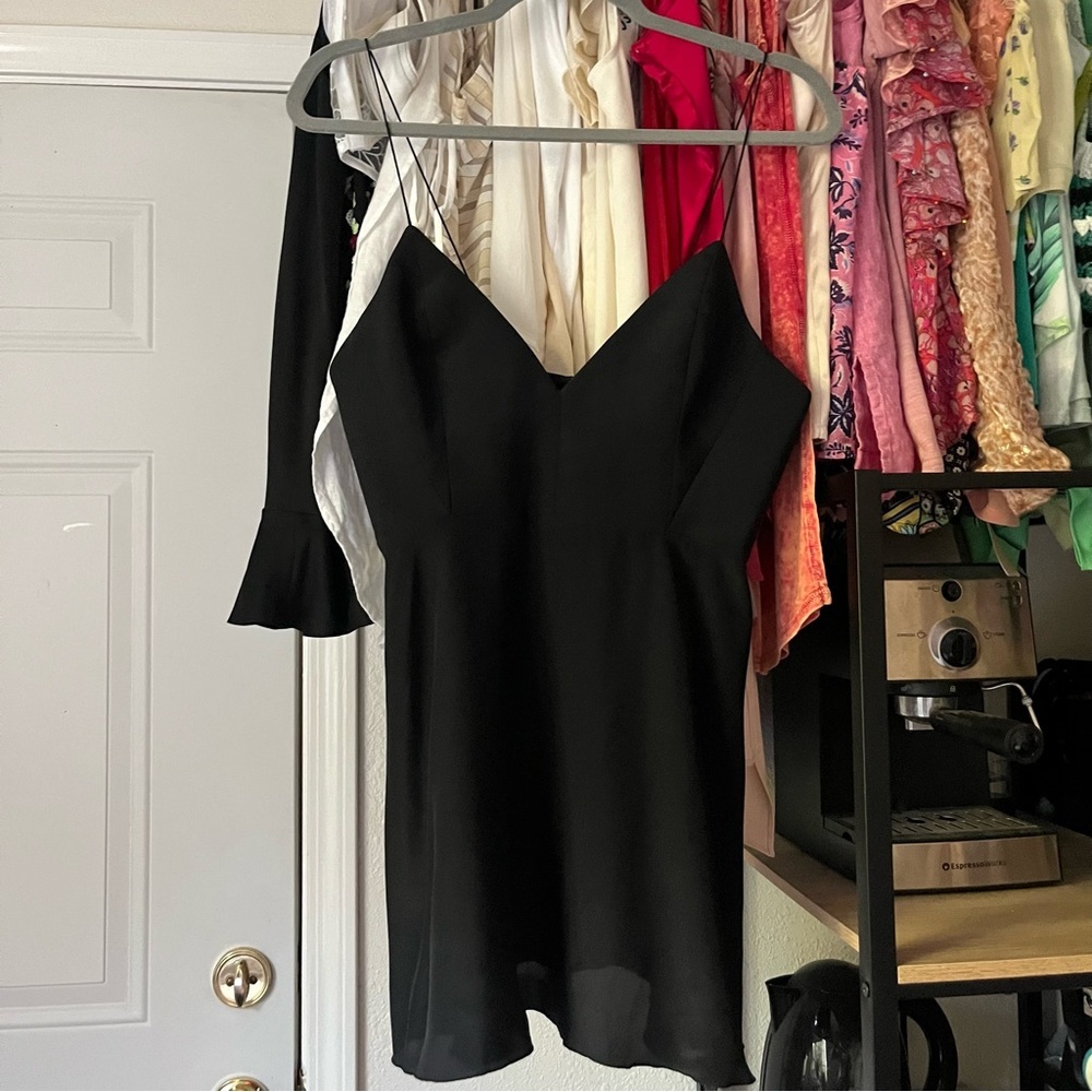 ALEX PERRY‎ black silk sheer sleeveless cami tank top